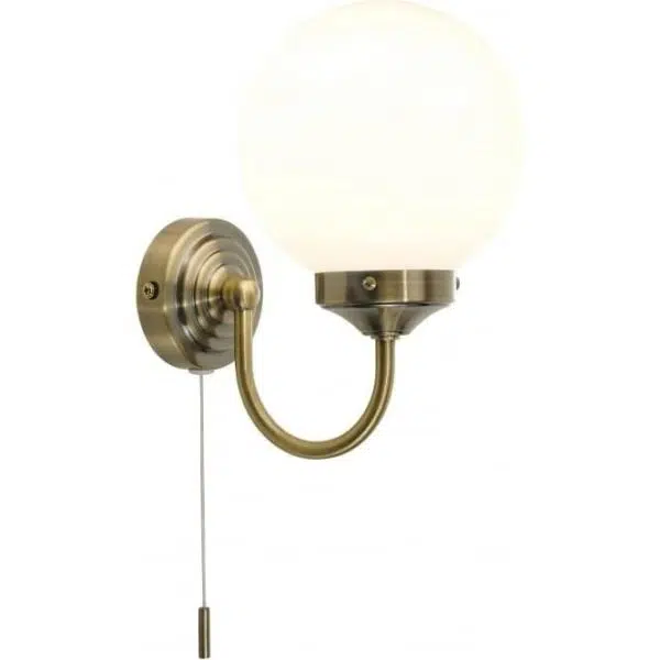 modern single light opal globe bathroom wall light - Stillorgan Decor
