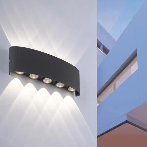 up and down 10 head led wall light - anthracite grey - Stillorgan Decor