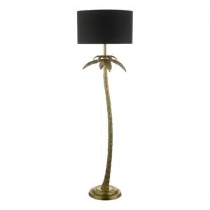coco palm tree floor lamp with shade -antique gold