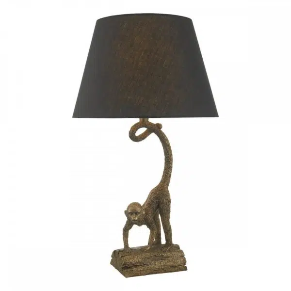 monkey table lamp bronze with black shade