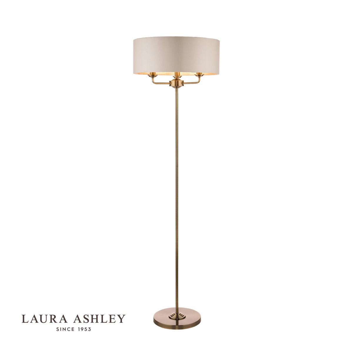 laura ashley lampa stojąca Sorrento w klasycznym antycznym mosiądzu z kloszem w kolorze kości słoniowej 1 laura ashley lampa podłogowa Sorrento - antyczny mosiądz