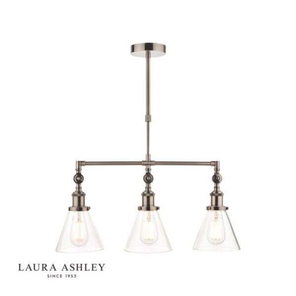 laura ashley isaac 3 light pendant antique nickel - Stillorgan Decor
