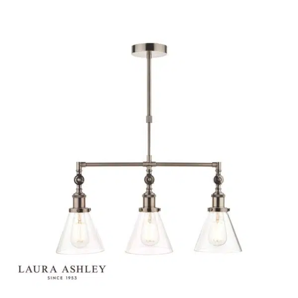 laura ashley isaac 3 light pendant antique nickel - Stillorgan Decor