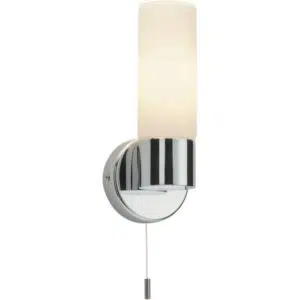 elegant single light frosted glass bathroom wall light - chrome - Stillorgan Decor