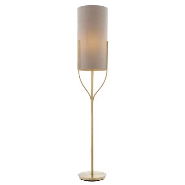 opulent shaded floor lamp - satin brass