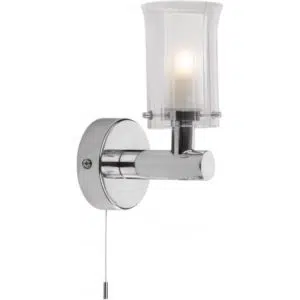 modern bathroom wall light with frosted shade - polished chrome - Stillorgan Decor