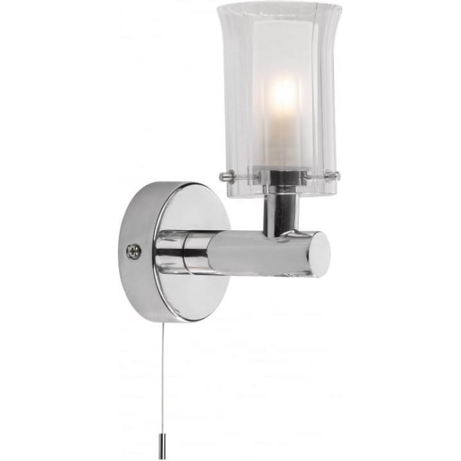 modern bathroom wall light with frosted shade - polished chromemodern ...