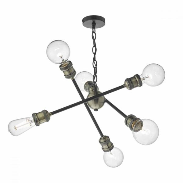 industrial rustic armed 6 globe pendant - Stillorgan Decor