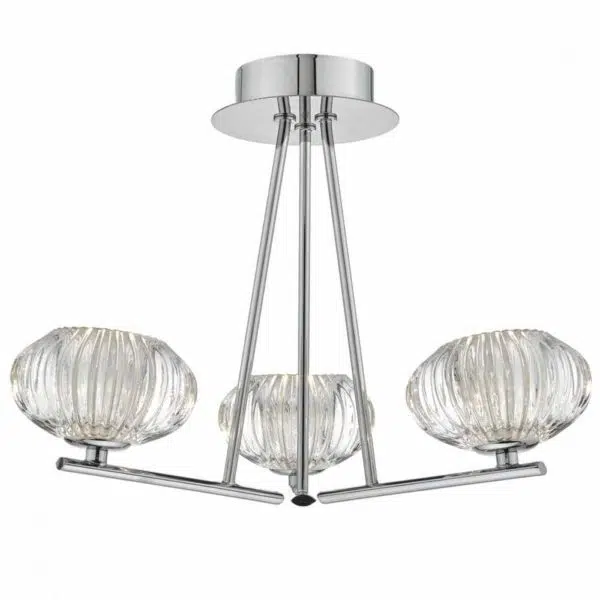 ribbed shade 3 hanging arm ceiling light - Stillorgan Decor