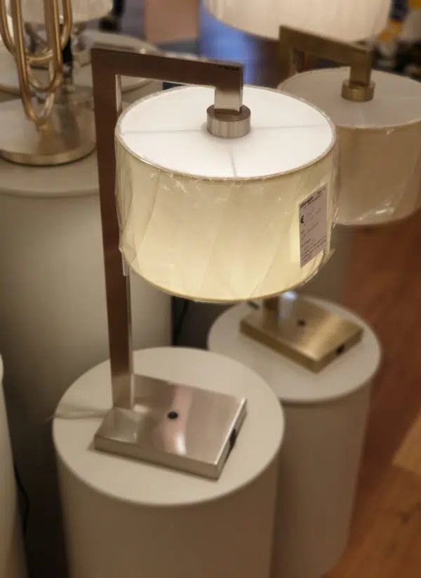 stylish hanging arm table lamp with usb satin nickel silver - Stillorgan Decor