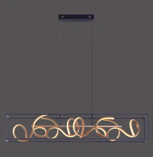 modern cage curved simple dim linear pendant with gold - Stillorgan Decor