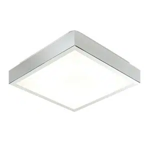 sleek square chrome bathroom ceiling light with frosted diffuser - Stillorgan Decor