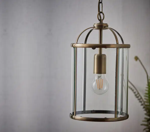 lantern style hanging pendant antique brass - Stillorgan Decor