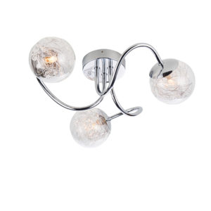 curved 3 arm globe silver ceiling light - Stillorgan Decor