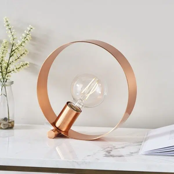 modern hoop table lamp brushed copper - Stillorgan Decor