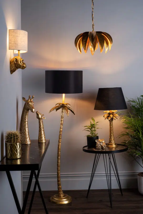 coco palm tree floor lamp with shadeantique gold - Stillorgan Decor