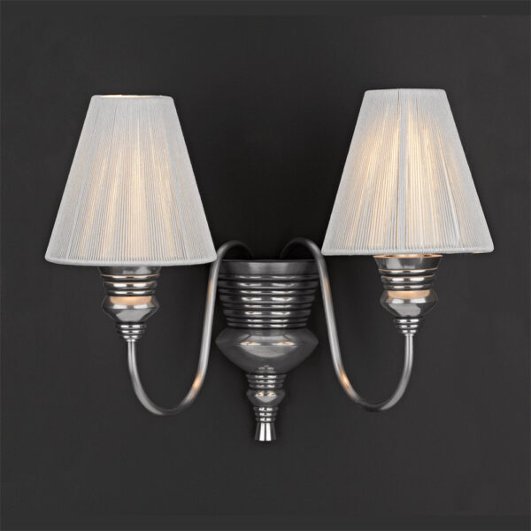two armed shaded wall light - polished pewter - Stillorgan Decor
