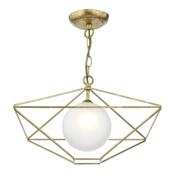 geometric frame ceiling light with opal globe - Stillorgan Decor