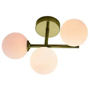 elegant 3 globe bathroom ceiling light - antique brass - Stillorgan Decor