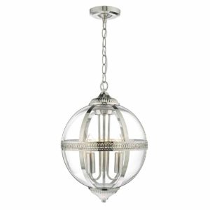 orb glass pendant polished silver metal - Stillorgan Decor