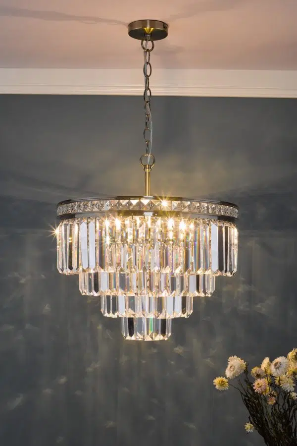 crystal 4 light chandelier nickel silver - Stillorgan Decor