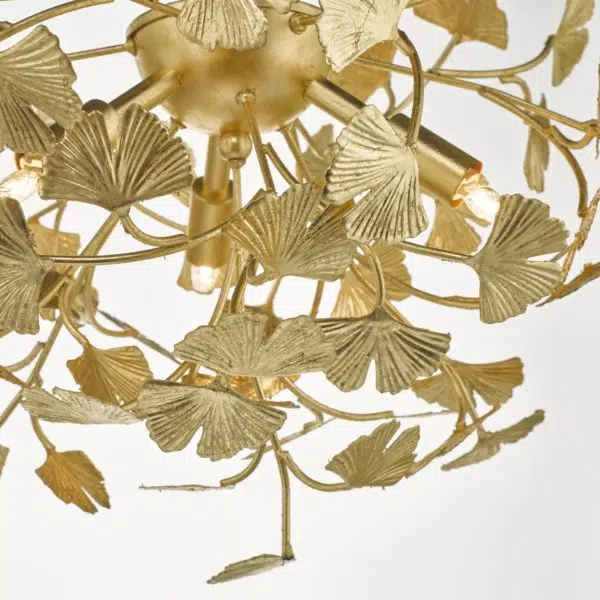 twisting sprig and leaves gold leaf pendant - Stillorgan Decor