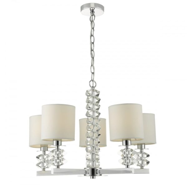 crystal armed 5 light shaded pendant - Stillorgan Decor