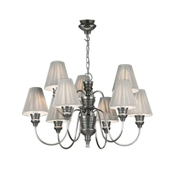 bespoke pewter 9 light shaded chandelier - Stillorgan Decor