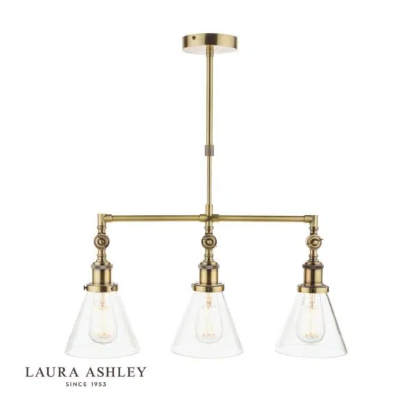 laura ashley isaac 3 bar light antique brass - Stillorgan Decor