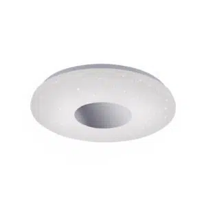round chrome and white spec bathroom ceiling light