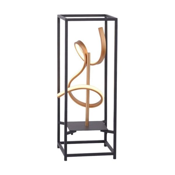 curved ultra modern led floor lamp - black & gold small