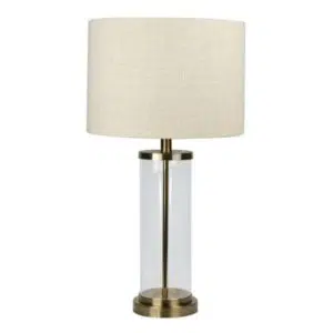 elegant clear glass base table lamp matt brass