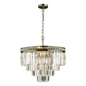 crystal 4 light chandelier antique brass - Stillorgan Decor
