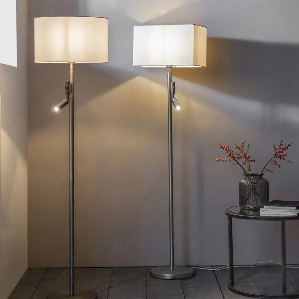 modern dual source floor lamp base nickel - Stillorgan Decor