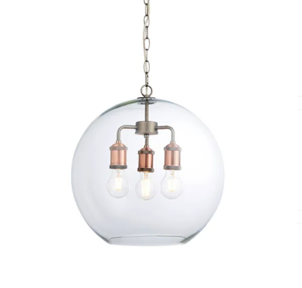 industrial 3 light glass shade pendant - Stillorgan Decor