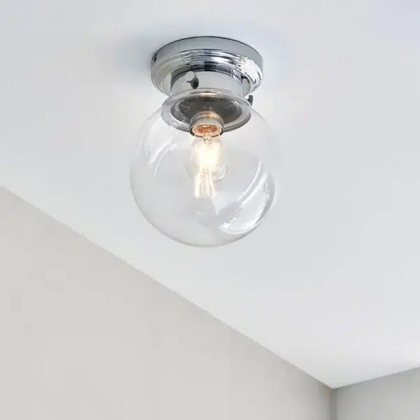 stylish flush globed bathroom ceiling light - chrome - Stillorgan Decor
