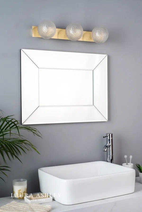 laura ashley prague 3 light linear bathroom ceiling light - satin brass - Stillorgan Decor