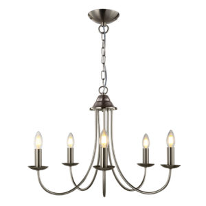 classical 5 light candle chandelier satin nickel - Stillorgan Decor
