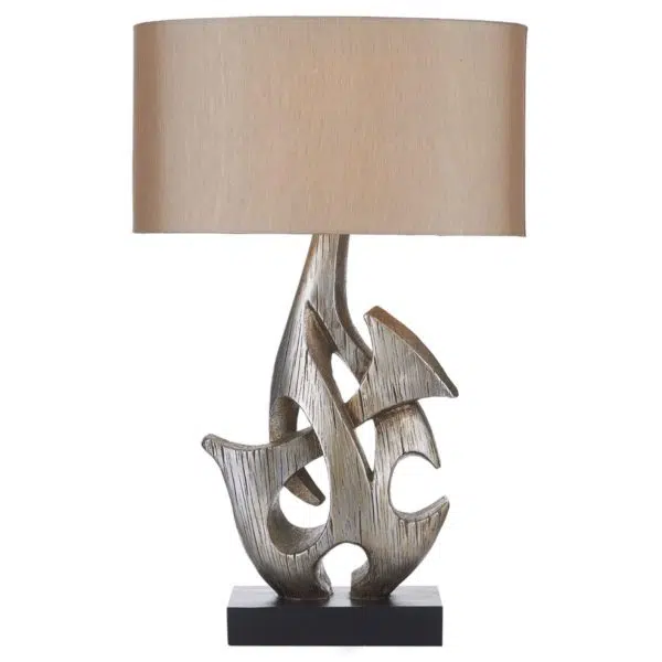 ornate beautiful modern antique silver wood table lamp