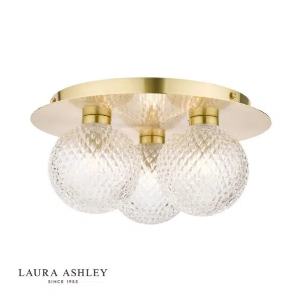 laura ashley prague 3 light bathroom ceiling light - satin brass - Stillorgan Decor