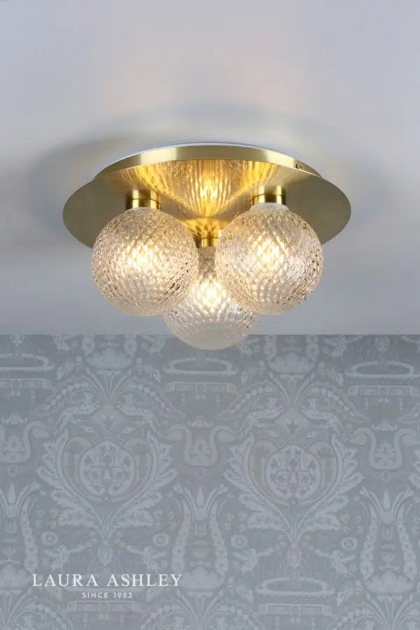laura ashley prague 3 light bathroom ceiling light - satin brass - Stillorgan Decor