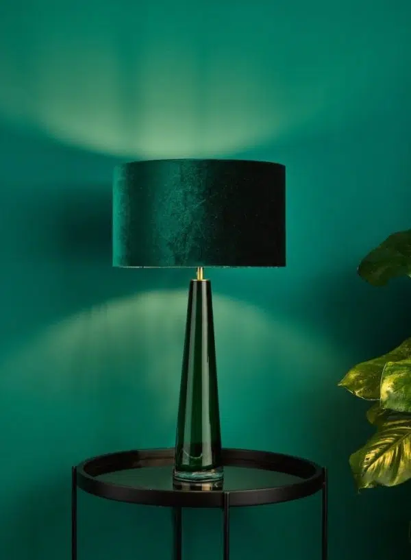 elegant tapered green glass table lamp - Stillorgan Decor