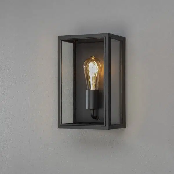 modern rectangular glass and black wall light - Stillorgan Decor