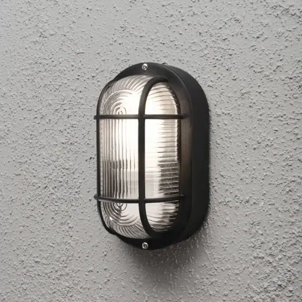 classic cage oval outdoor wall light black - Stillorgan Decor