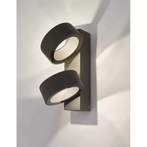 2 light rotating head outdoor wall light black - Stillorgan Decor