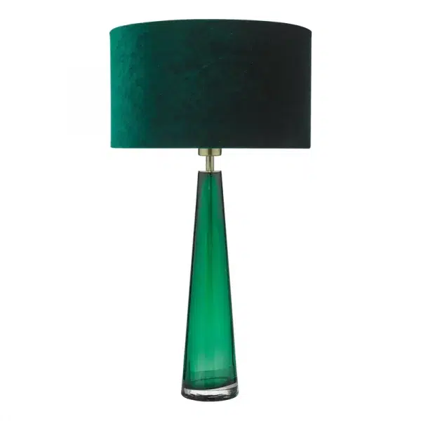elegant tapered green glass table lamp