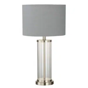 elegant clear glass base table lamp polished nickel