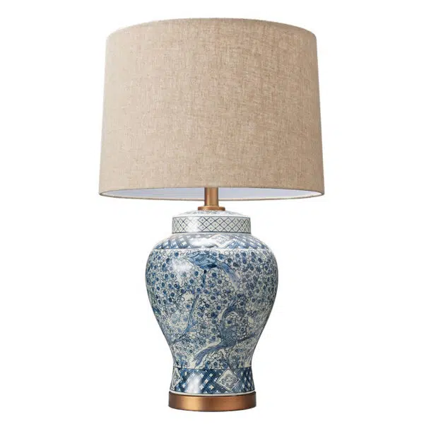 white and blue designer ceramic table lamp