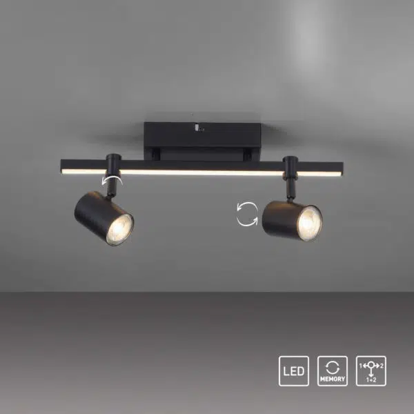 modern black 2 spot led ceiling light - Stillorgan Decor