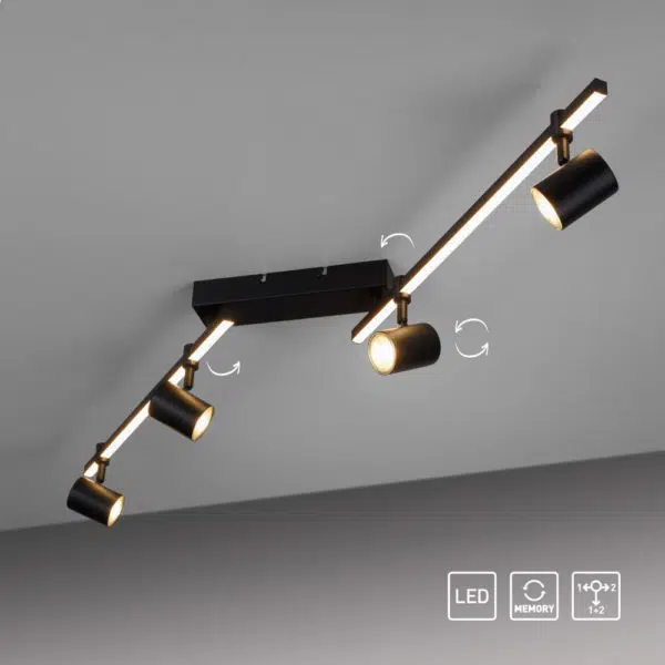 modern black 4 spot led ceiling light - Stillorgan Decor